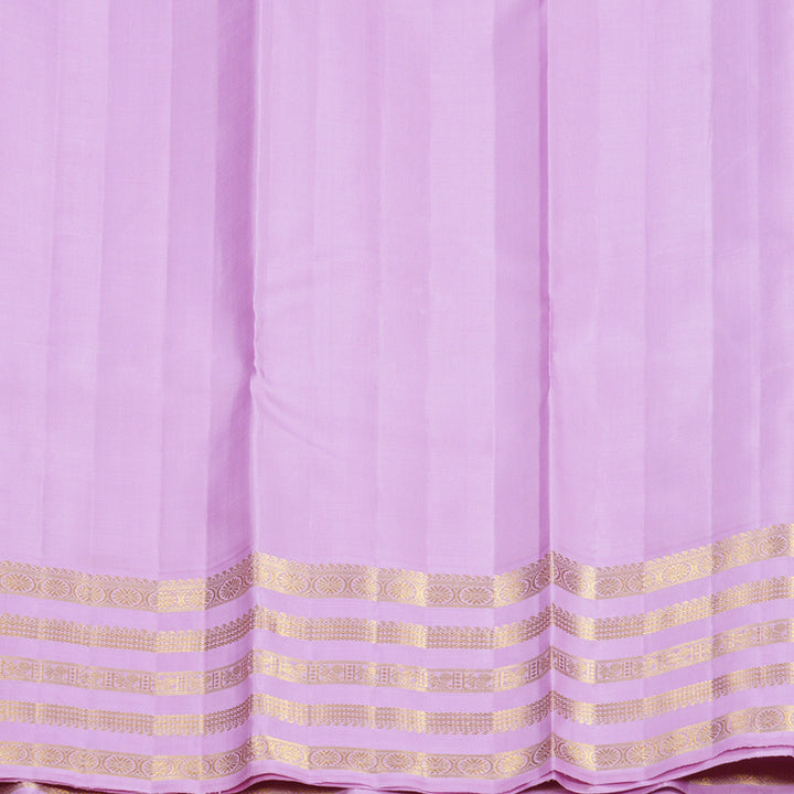 Hayagrivas Handloom Lime Green Kanjivaram Silk Saree with Lavender Border KBF537G3-4
