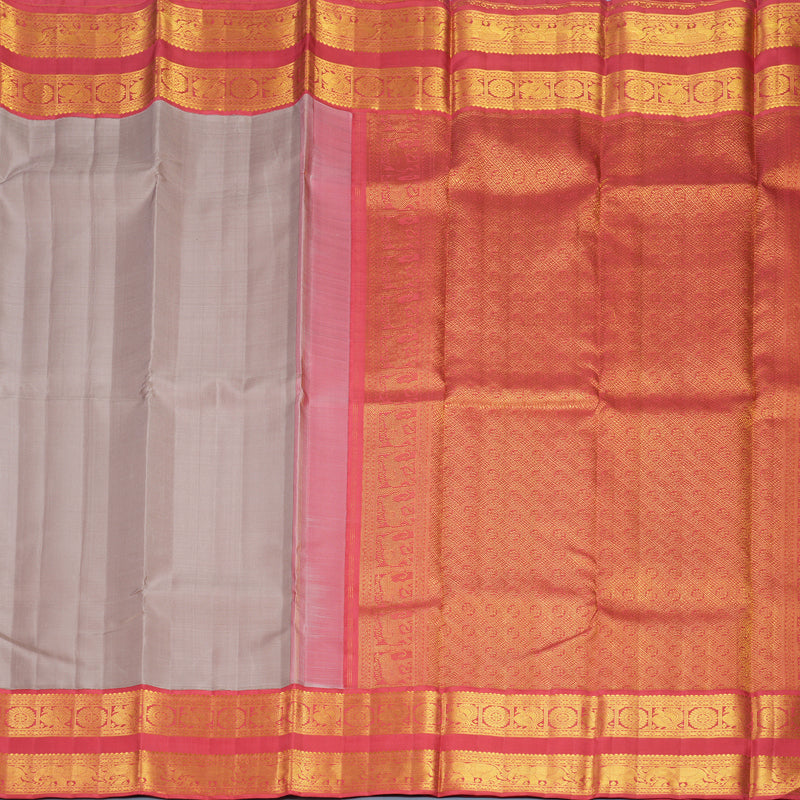 Hayagrivas Handloom Mild Mauve Kanjivaram Silk Saree with Pink Border KBF537G3-5