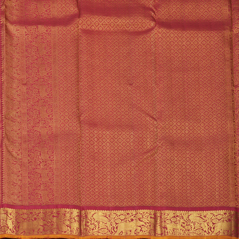 Hayagrivas Handloom Orange Kanjivaram Silk Saree with Maroon Border KBF537G4-1