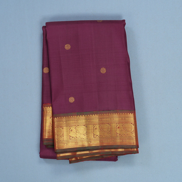 Hayagrivas Handloom Vadamalli Purple Kanjivaram Silk Saree with Manthalir Border KBF537G4-2
