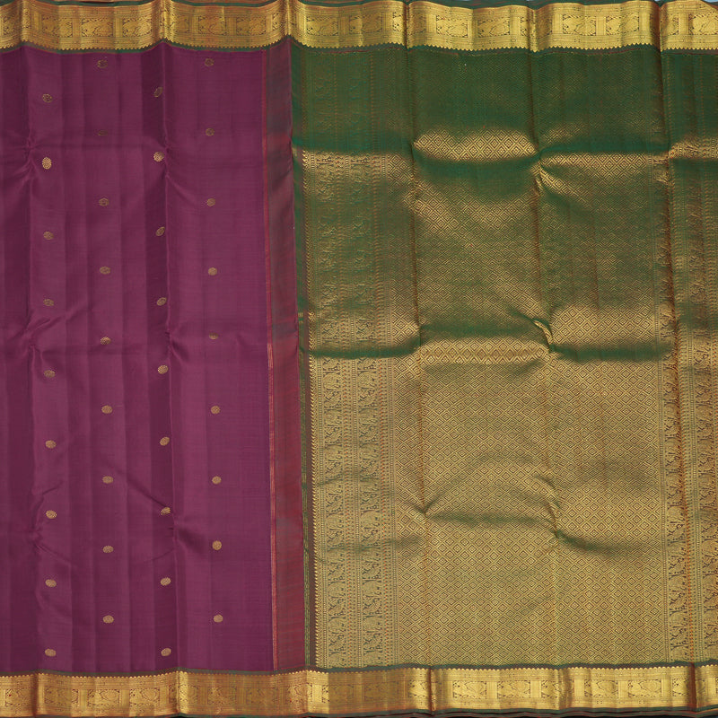 Hayagrivas Handloom Vadamalli Purple Kanjivaram Silk Saree with Manthalir Border KBF537G4-2