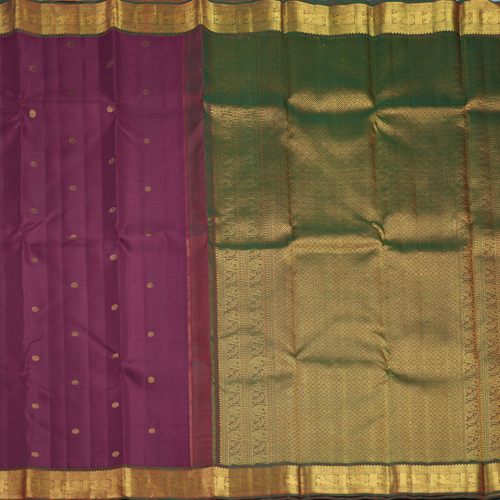 Hayagrivas Handloom Vadamalli Purple Kanjivaram Silk Saree with Manthalir Border KBF537G4-2