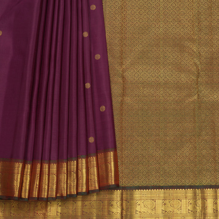 Hayagrivas Handloom Vadamalli Purple Kanjivaram Silk Saree with Manthalir Border KBF537G4-2