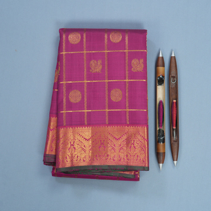 Hayagrivas Handloom Vadamalli Purple Kanjivaram Silk Saree KBF537G5-1