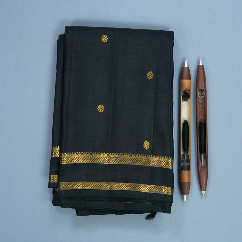 Hayagrivas Handloom Black Kanjivaram Silk Saree KBF537G7-1