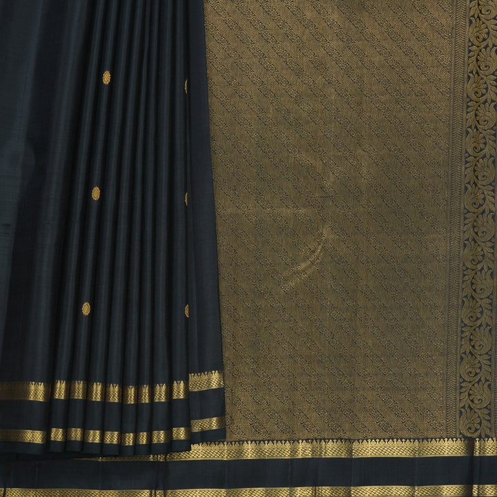 Hayagrivas Handloom Black Kanjivaram Silk Saree KBF537G7-1