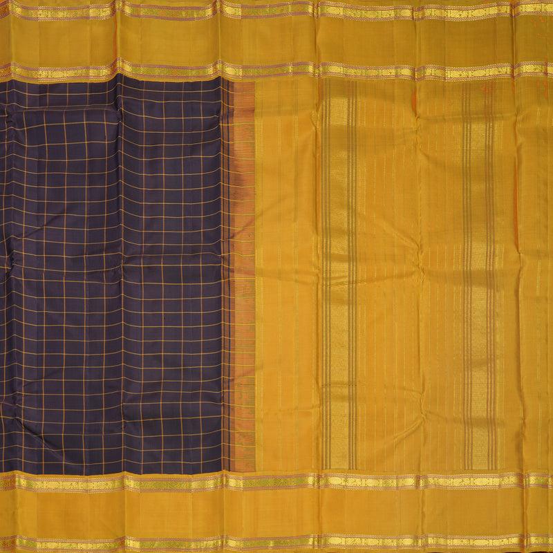 Hayagrivas Handloom Deep Jamun Kanjivaram Silk Saree with Mustard Yellow Border KBF538G2-1