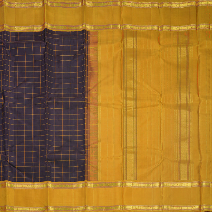 Hayagrivas Handloom Deep Jamun Kanjivaram Silk Saree with Mustard Yellow Border KBF538G2-1