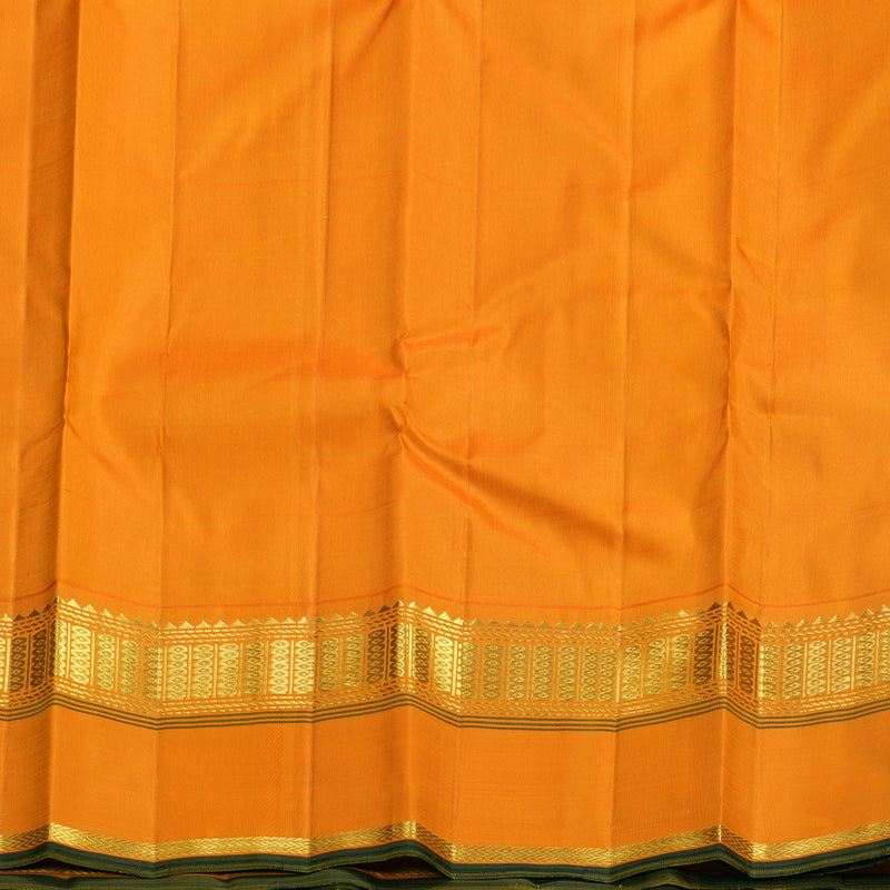 Hayagrivas Handloom Half-White Kanjivaram Silk Saree with Orange Border KBF539G1-1