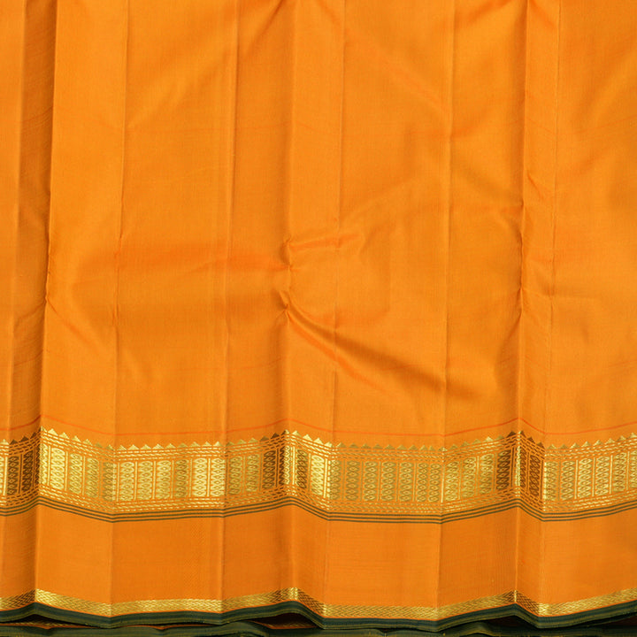 Hayagrivas Handloom Half-White Kanjivaram Silk Saree with Orange Border KBF539G1-1