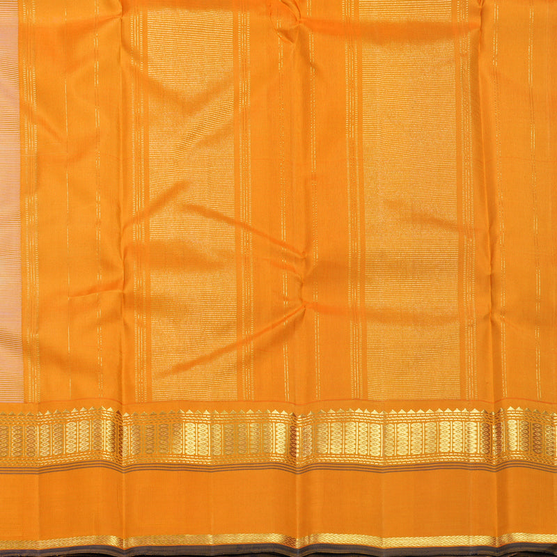 Hayagrivas Handloom Half-White Kanjivaram Silk Saree with Orange Border KBF539G1-1