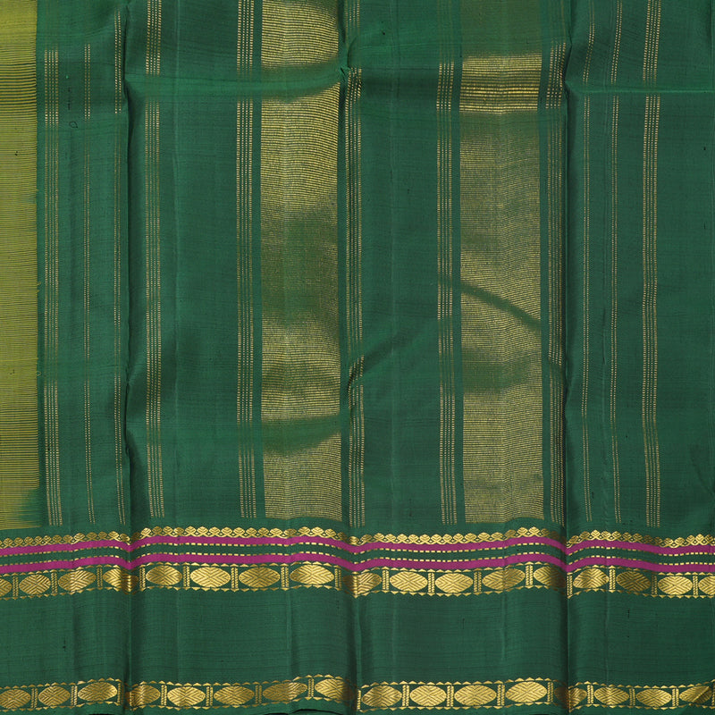 Hayagrivas Handloom Yellow Kanjivaram Silk Saree with Bottle Green Border KBF539G2-1