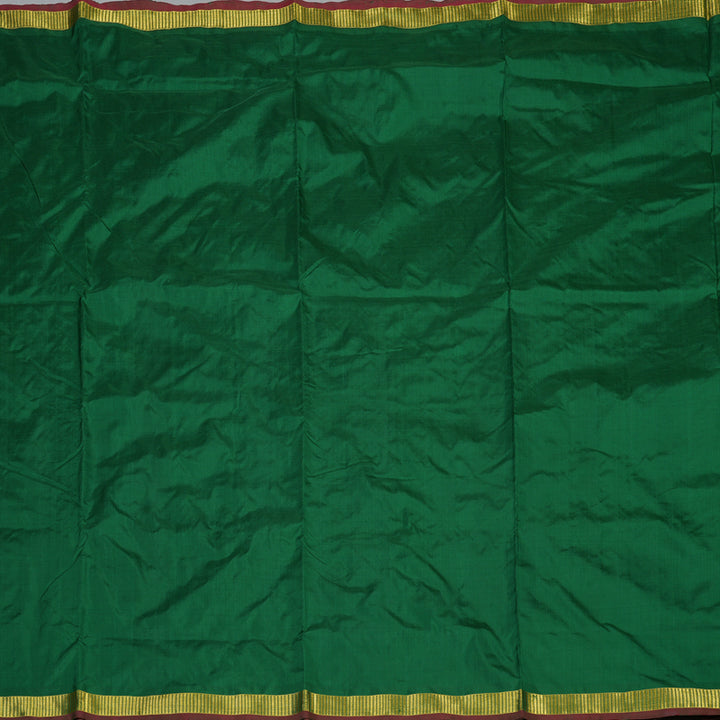 Hayagrivas Handloom Dark Green Ten Yards Silk Saree KBF53D2-2