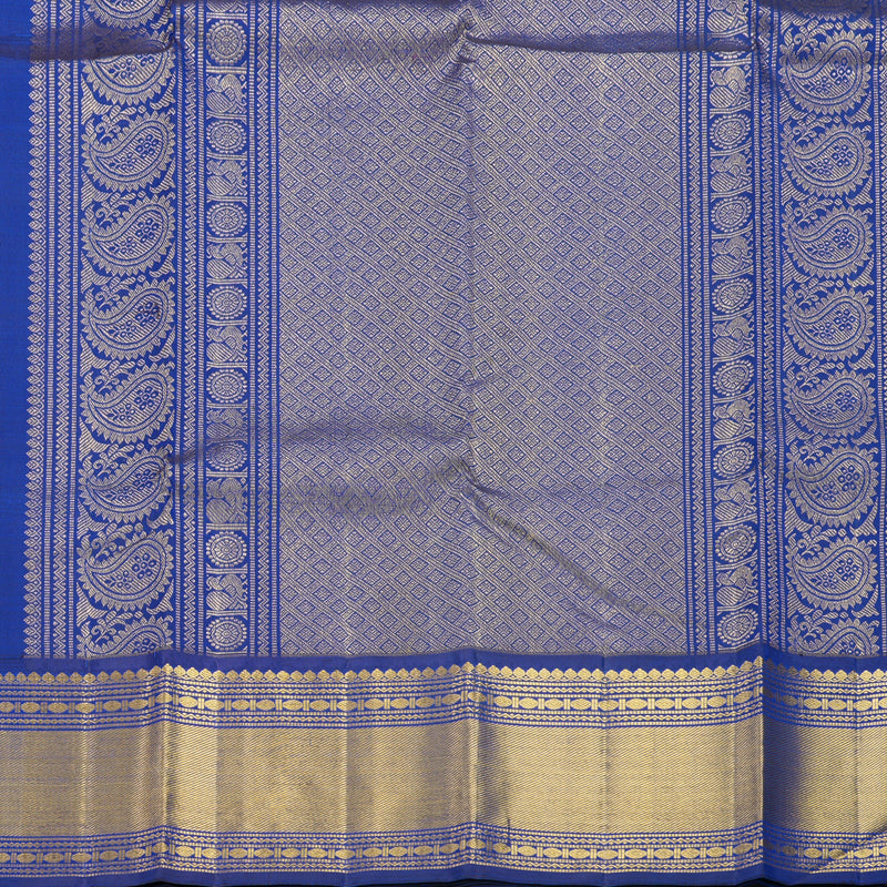Hayagrivas Handloom Multicolour Checks Kanjivaram Silk Saree with Ink Blue Border KBF540G4-1