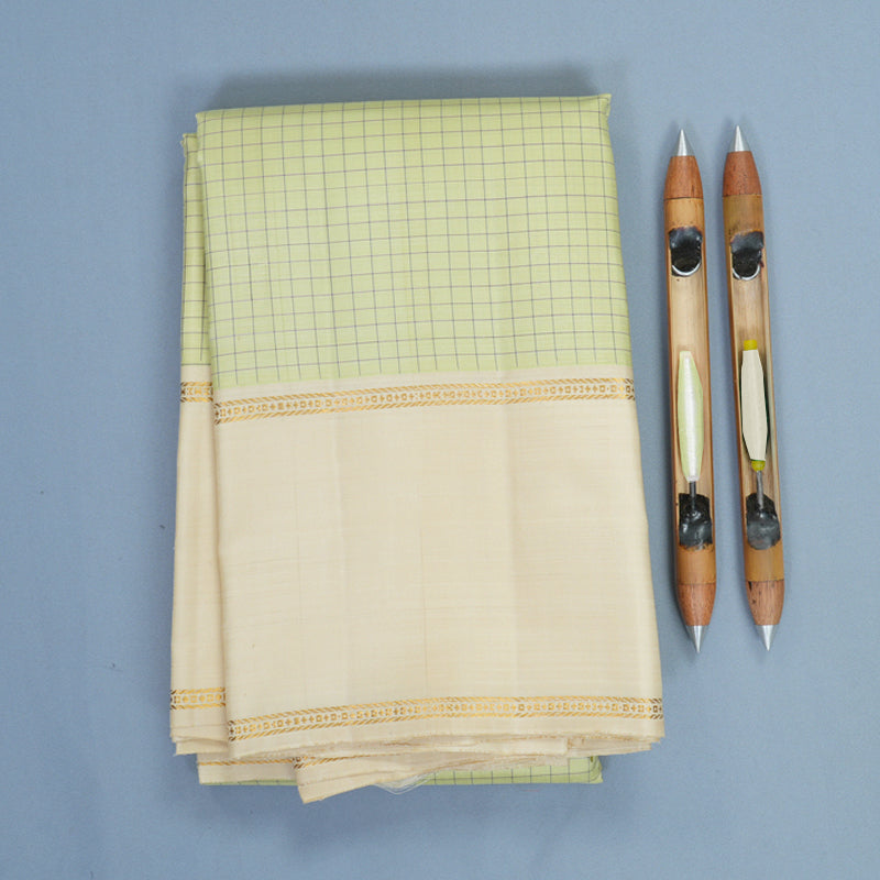 Hayagrivas Handloom Pista Green Kanjivaram Silk Saree with Half-White Border KBF540G6-1