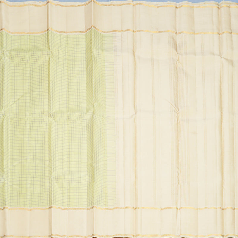 Hayagrivas Handloom Pista Green Kanjivaram Silk Saree with Half-White Border KBF540G6-1
