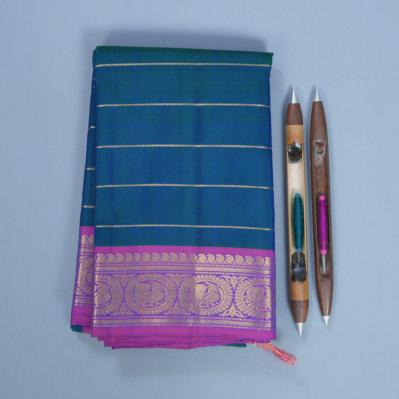 Hayagrivas Handloom Mayilkazhuthu Kanjivaram Silk Saree with Purple Border KBF540G7-1