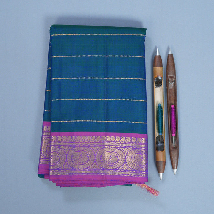 Hayagrivas Handloom Mayilkazhuthu Kanjivaram Silk Saree with Purple Border KBF540G7-1