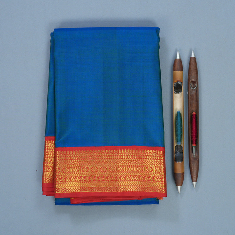 Hayagrivas Handloom Mayilkazhuthu Kanjivaram Silk Saree with Red Border KBF541G1-1