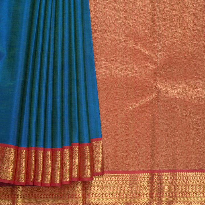 Hayagrivas Handloom Mayilkazhuthu Kanjivaram Silk Saree with Red Border KBF541G1-1