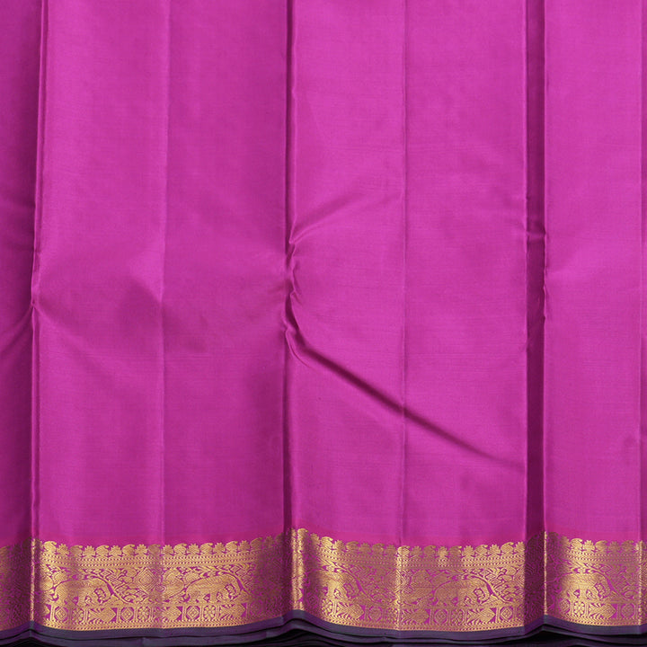 Hayagrivas Handloom Purple Kanjivaram Silk Saree with Magenta-Pink Border KBF542G10-3