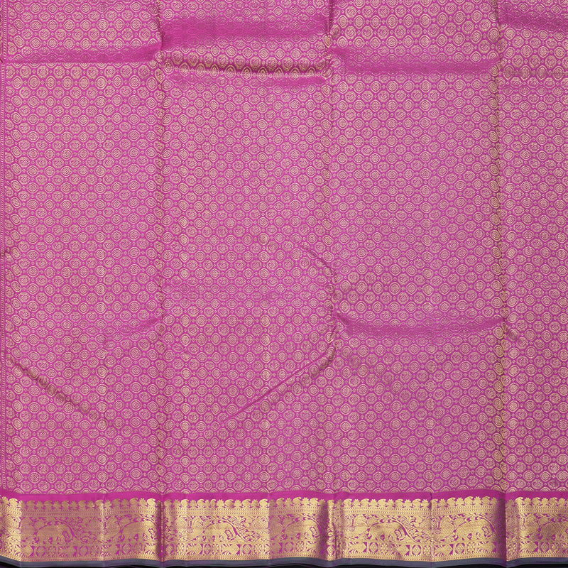 Hayagrivas Handloom Purple Kanjivaram Silk Saree with Magenta-Pink Border KBF542G10-3
