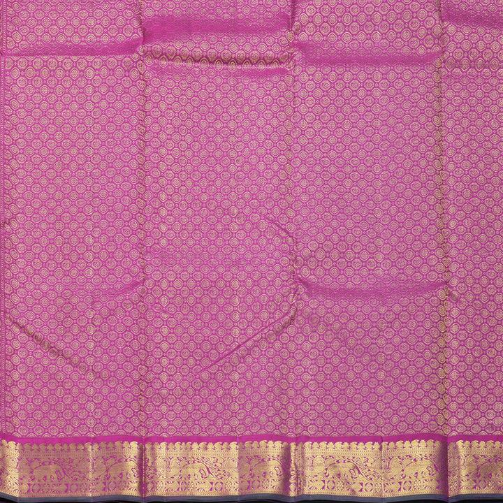 Hayagrivas Handloom Purple Kanjivaram Silk Saree with Magenta-Pink Border KBF542G10-3