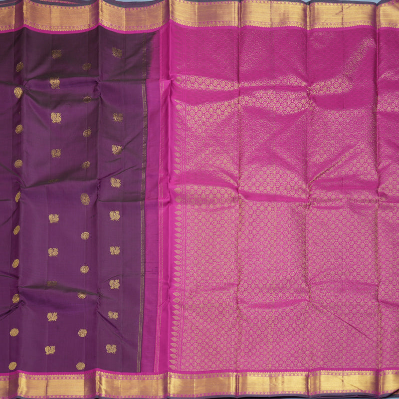 Hayagrivas Handloom Purple Kanjivaram Silk Saree with Magenta Border KBF542G10-4