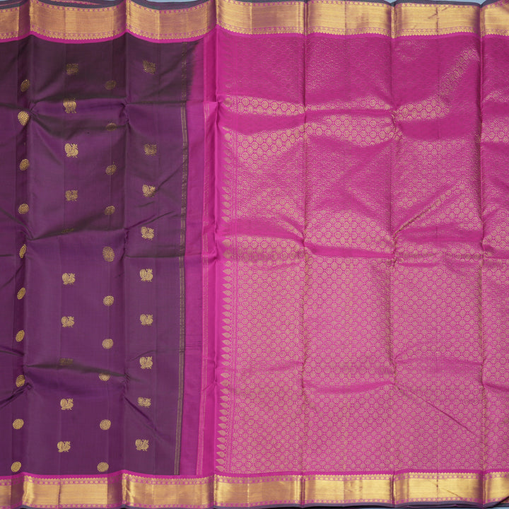 Hayagrivas Handloom Purple Kanjivaram Silk Saree with Magenta Border KBF542G10-4