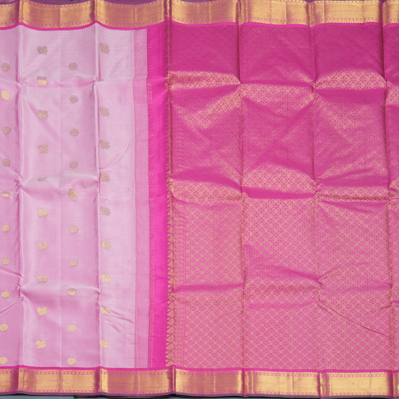 Hayagrivas Handloom Baby Pink Kanjivaram Silk Saree with Rani Pink Border KBF542G10-5