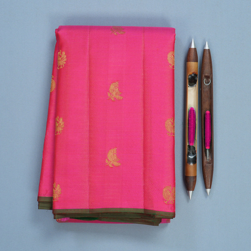 Hayagrivas Handloom Rani Pink Kanjivaram Silk Saree KBF542G11-1