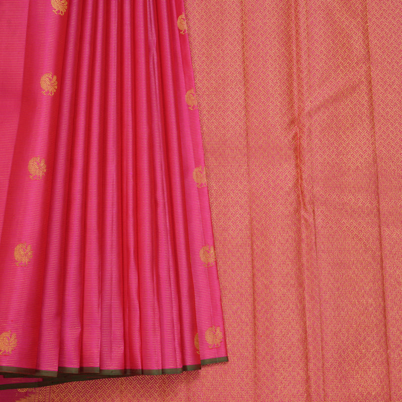 Hayagrivas Handloom Rani Pink Kanjivaram Silk Saree KBF542G11-1