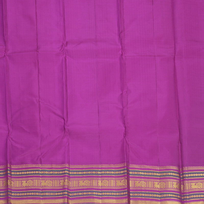 Hayagrivas Handloom Half-White Kanjivaram Silk Saree with Purple Border KBF542G2-1