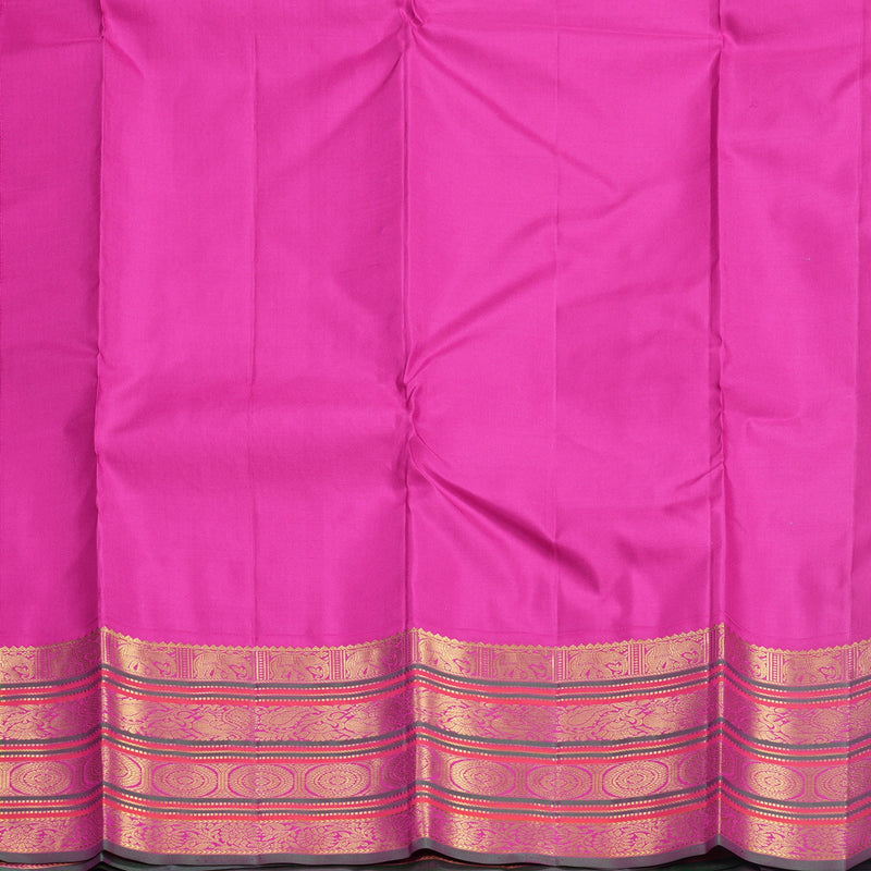 Hayagrivas Handloom Teal Kanjivaram Silk Saree with Rani Pink Border KBF542G2-2