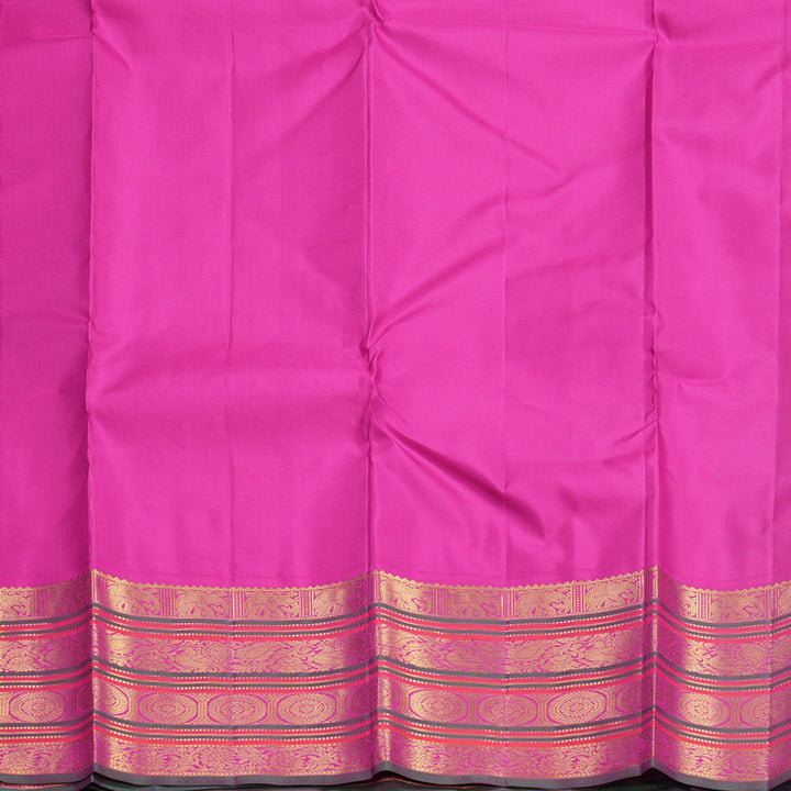 Hayagrivas Handloom Teal Kanjivaram Silk Saree with Rani Pink Border KBF542G2-2