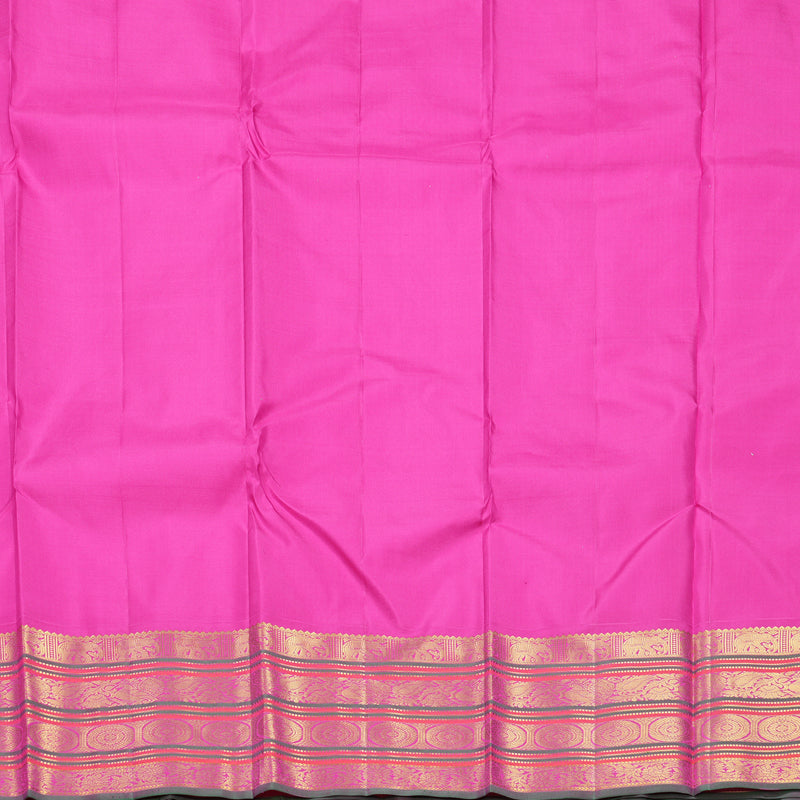 Hayagrivas Handloom Yellow Kanjivaram Silk Saree with Rani Pink Border KBF542G2-4