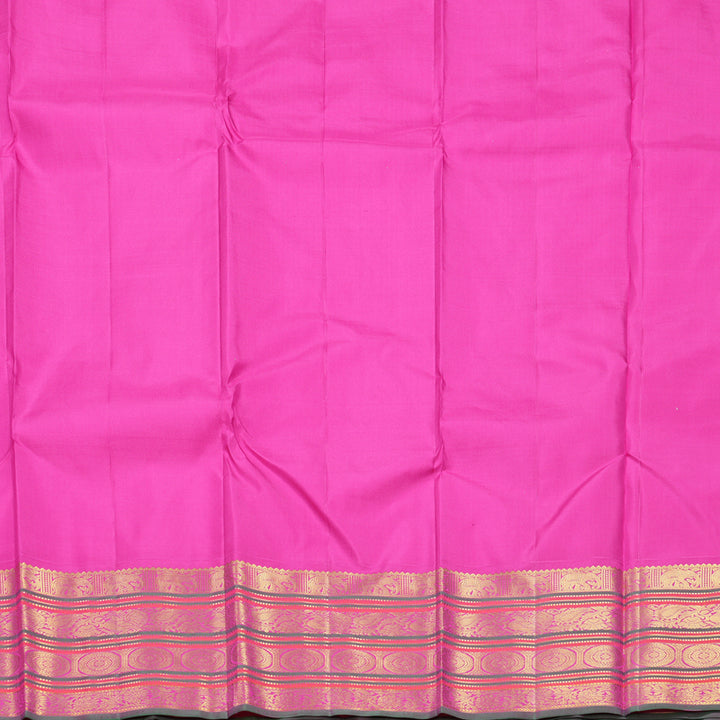 Hayagrivas Handloom Yellow Kanjivaram Silk Saree with Rani Pink Border KBF542G2-4