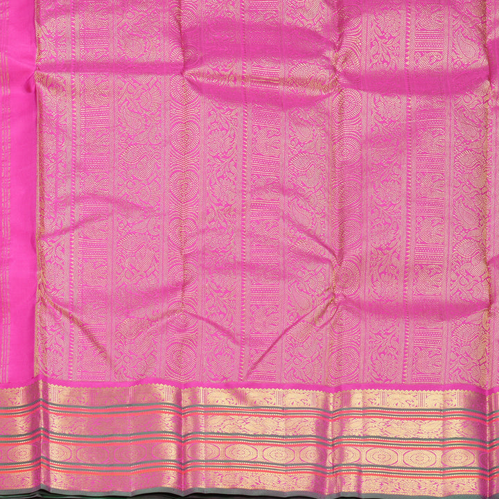 Hayagrivas Handloom Yellow Kanjivaram Silk Saree with Rani Pink Border KBF542G2-4