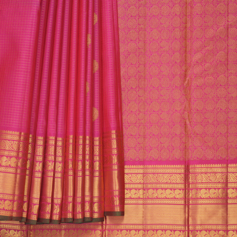 Hayagrivas Handloom Rani Pink Kanjivaram Silk Saree KBF542G3-1