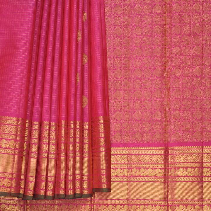 Hayagrivas Handloom Rani Pink Kanjivaram Silk Saree KBF542G3-1