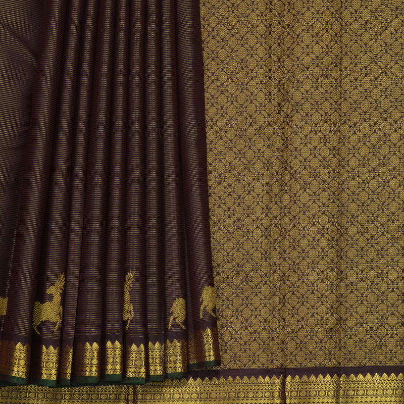 Hayagrivas Handloom Deep Snuff Kanjivaram Silk Saree KBF542G4-2
