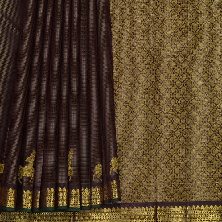 Hayagrivas Handloom Deep Snuff Kanjivaram Silk Saree KBF542G4-2