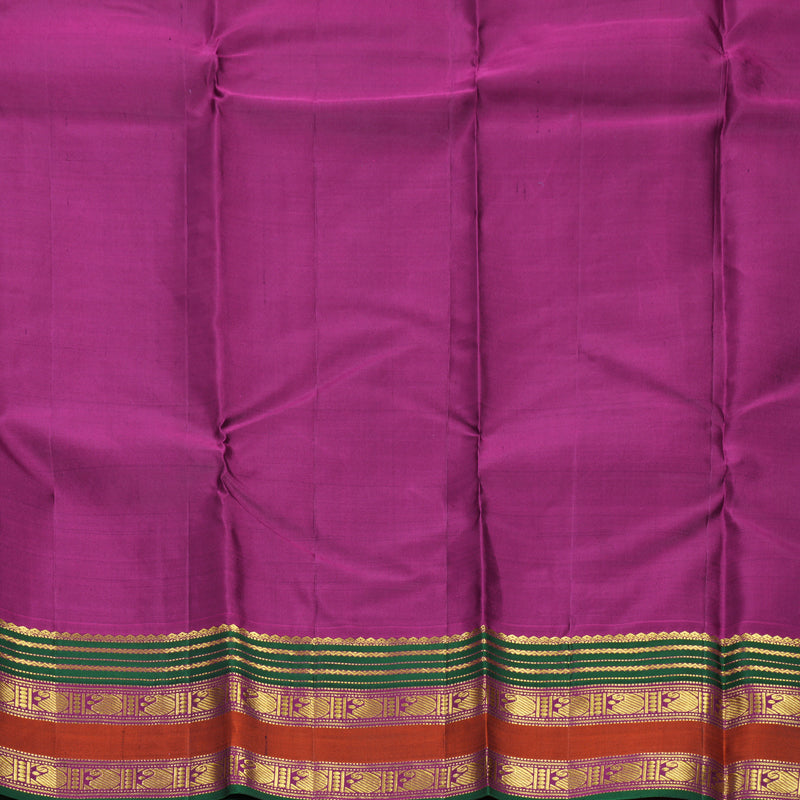 Hayagrivas Handloom Bottle Green Kanjivaram Silk Saree with Rust Orange Border KBF542G7-1