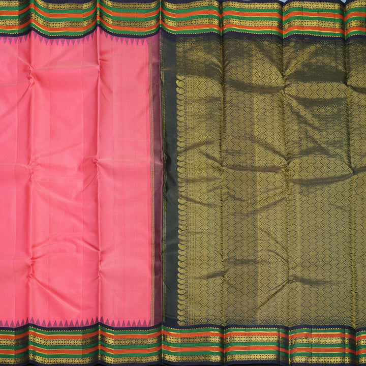Hayagrivas Handloom Bright Pink Kanjivaram Silk Saree with Deep Wine Border KBF542G8-1