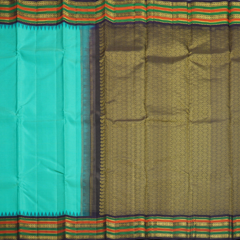 Hayagrivas Handloom Sea Green Kanjivaram Silk Saree with Nagapazham Border KBF542G8-2