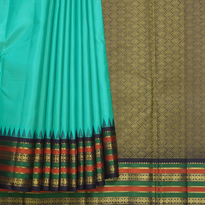 Hayagrivas Handloom Sea Green Kanjivaram Silk Saree with Nagapazham Border KBF542G8-2