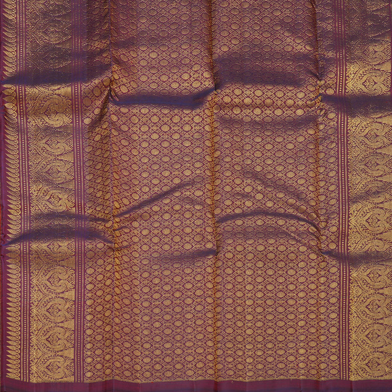 Hayagrivas Handloom Reddish-Orange Kanjivaram Silk Saree with Purple Border KBF544G1-4