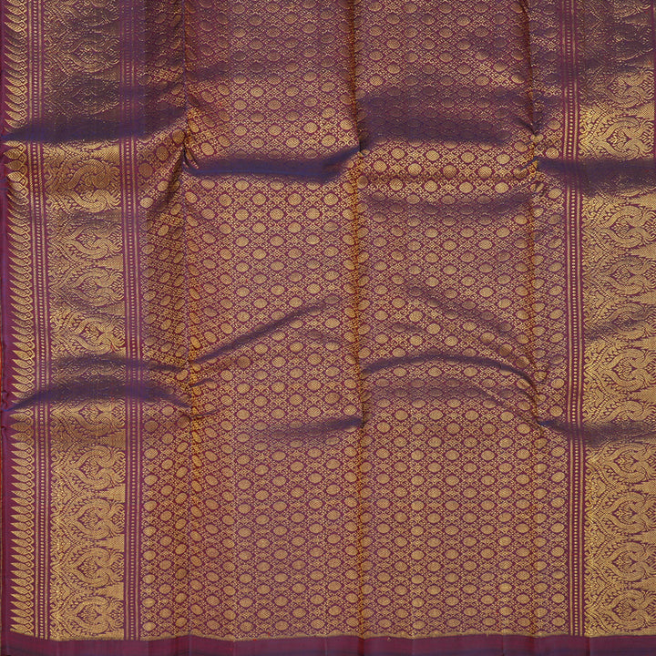 Hayagrivas Handloom Reddish-Orange Kanjivaram Silk Saree with Purple Border KBF544G1-4