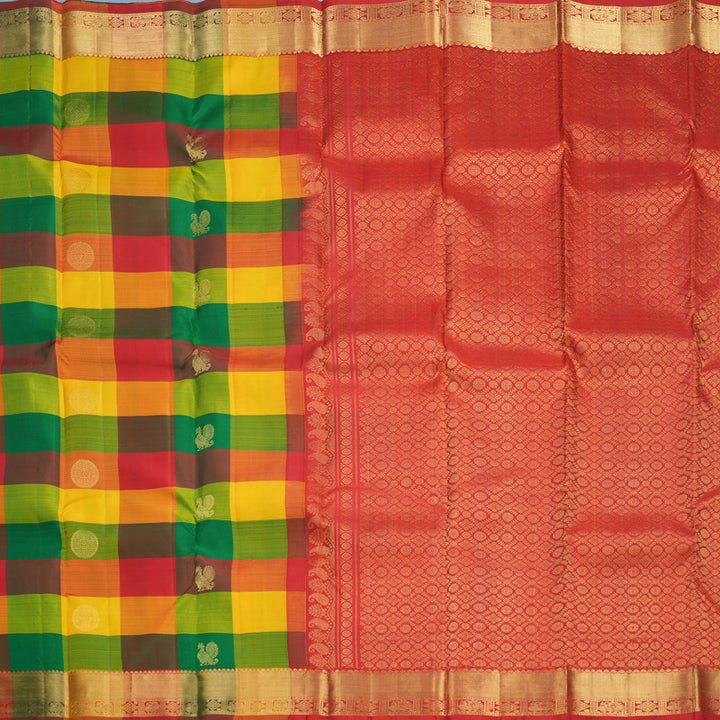 Hayagrivas Handloom Multicolour Checks Kanjivaram Silk Saree KBF544G2-2