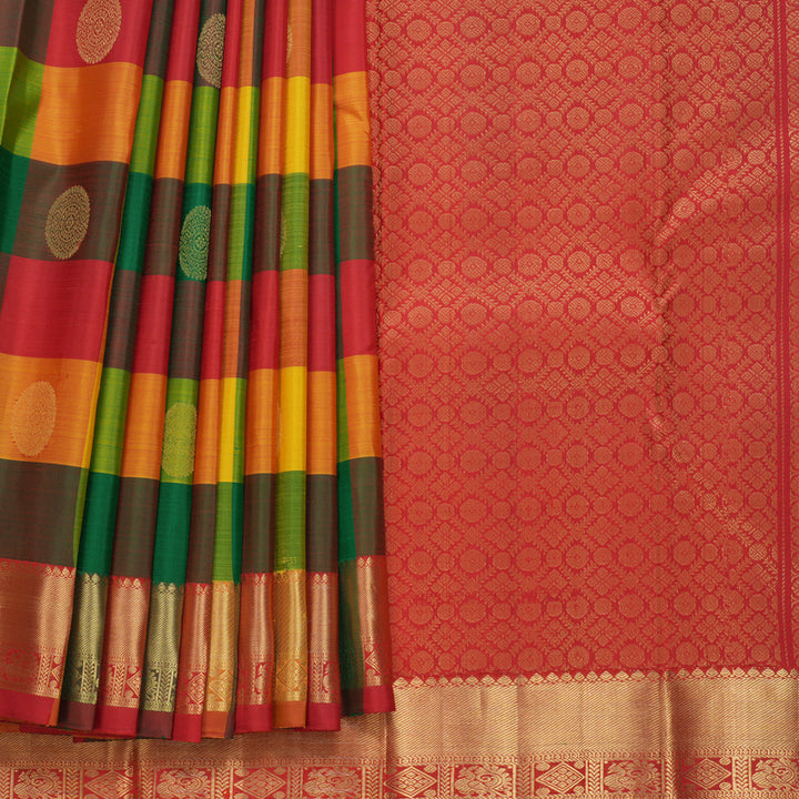 Hayagrivas Handloom Multicolour Checks Kanjivaram Silk Saree KBF544G2-2